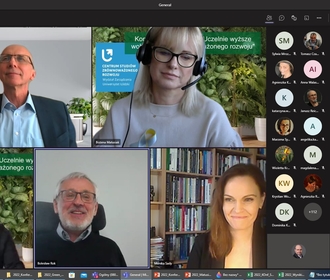 Zrzut z ekranu aplikacji MS Teams Ogólnopolskiej Konferencji Naukowej pt. „Uczelnie wyższe wobec wyzwań zrównoważonego rozwoju”, Wydział Zarządzania, Uniwersytet Łódzki, 01.03.2022