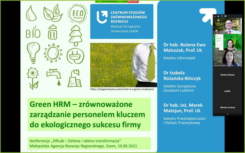 Zrzut z ekranu Konferencja  HRLab - zielona i zdalna transformacja